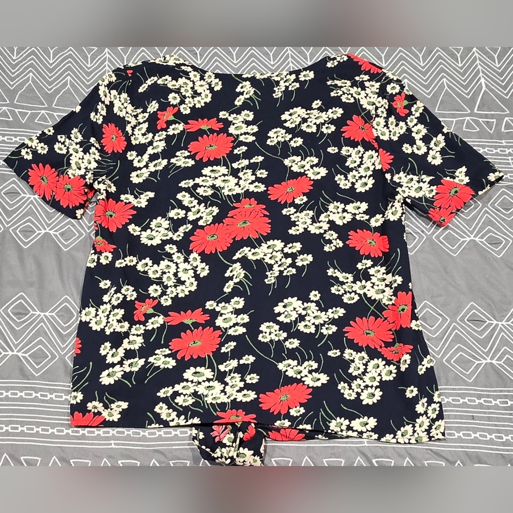 Madewell Hillside Daisies Tie Front Blouse Size XXS - Picture 6 of 6